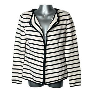 Anthropologie Cartonnier Preppy Striped Cream and Black Blazer, Size Small